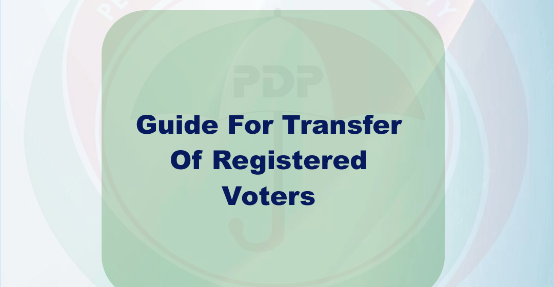 Guide for transfer of registered voters Guide for transfer of registered voters