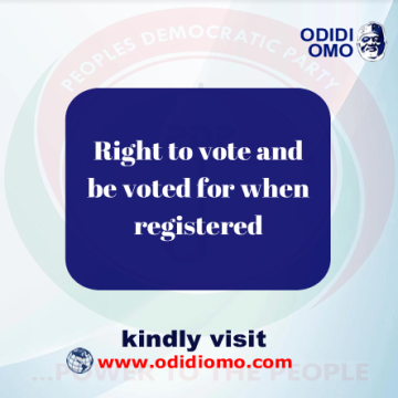 Right to Vote and be Voted for when Registered Right to Vote and be Voted for when Registered