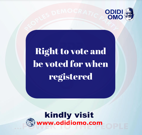 Right to Vote and be Voted for when Registered Right to Vote and be Voted for when Registered