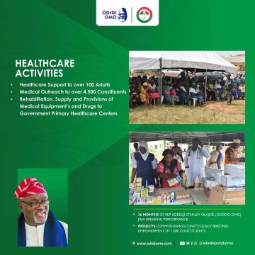 Health is wealth: See Odidi Omo’s achievements in Healthcare aspects in Ibadan Northwest/Southwest