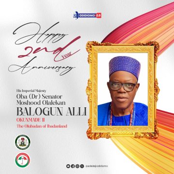 Ibadan Land has witnessed Peace and Progress: Odidiomo Celebrates Olubadan of Ibadan 2nd year Anniversary Ibadan Land has witnessed Peace and Progress: Odidiomo Celebrates Olubadan of Ibadan 2nd year Anniversary